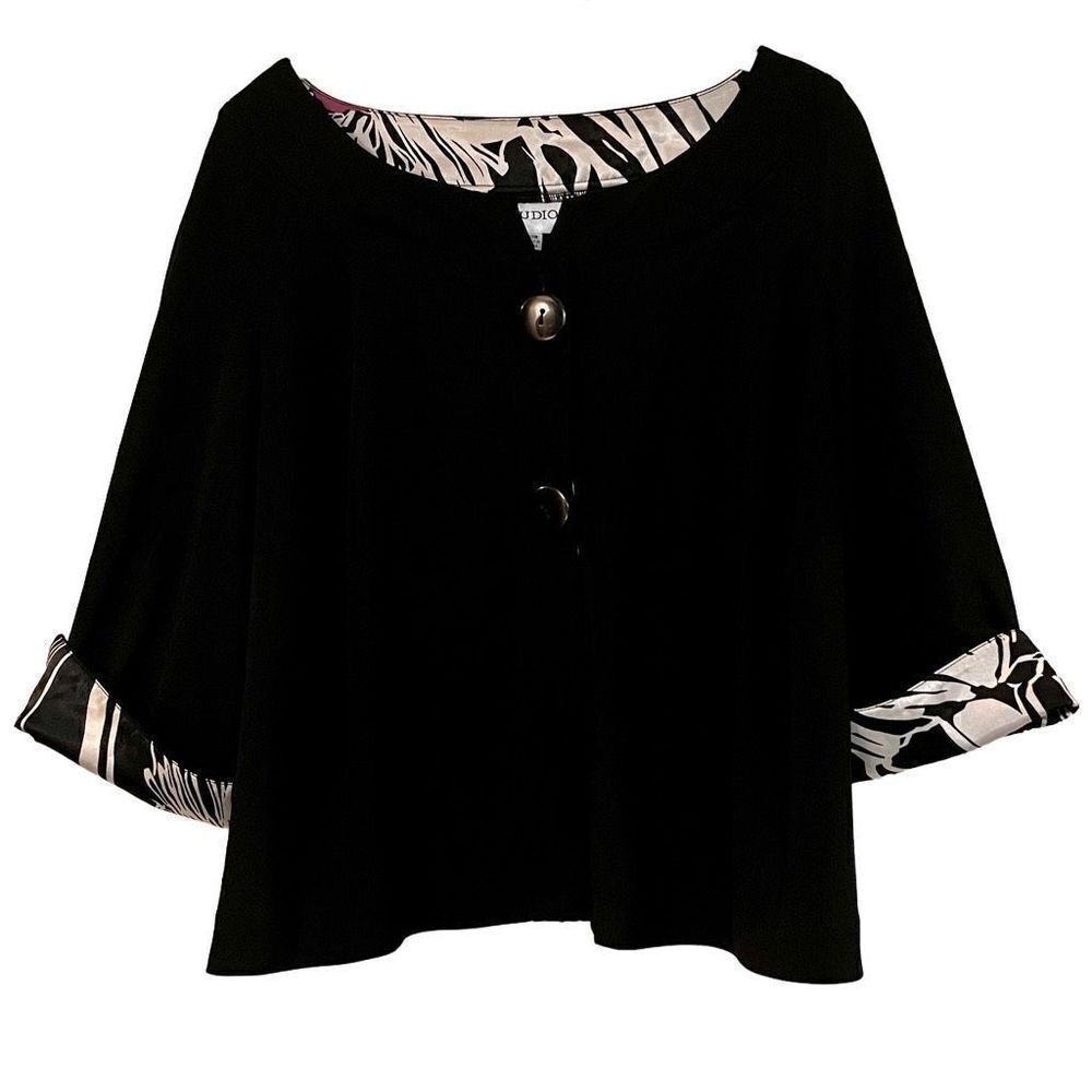 Studio 1 Dress Cardigan Cape Jacket Zebra Trim 20 W